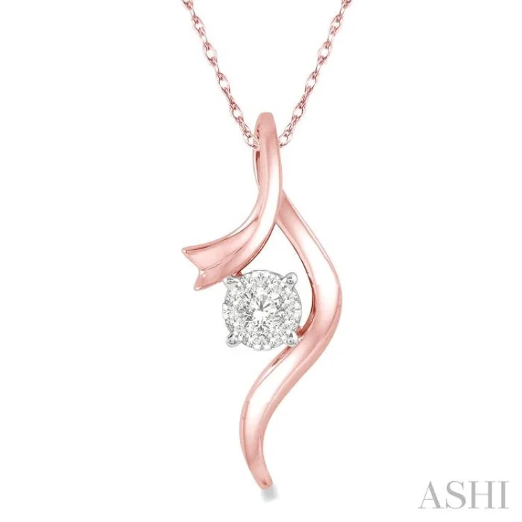 1/6 Ctw Curved Lovebright Round Cut Diamond Pendant in 14K Rose and White Gold with chain 1/6 Ctw Curved Lovebright Round Cut Diamond Pendant in 14K Rose and White Gold with chain