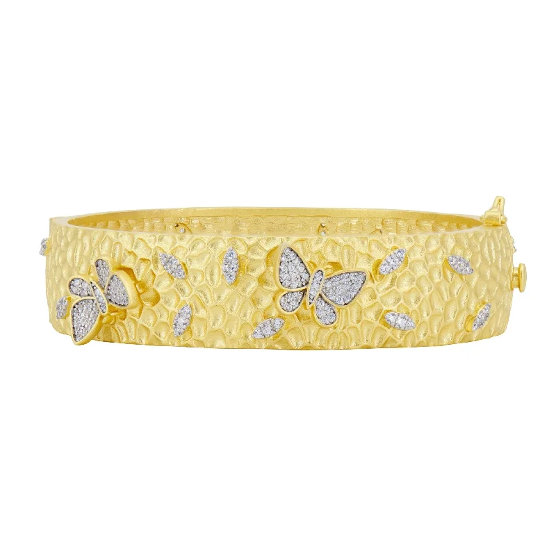 Butterflies in Bloom Textured Hinge Statement Bracelet