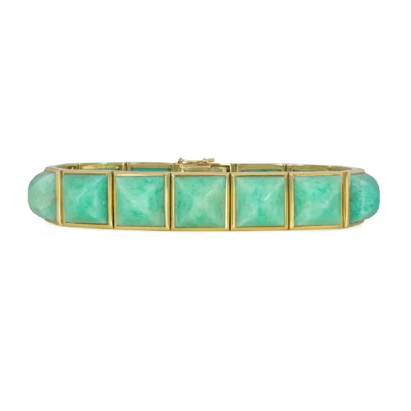 Lucien Péry French Retro 18KT Yellow Gold Amazonite Bracelet